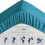 Bedsure Double Fitted Sheet Deep Pocket Soft Microfiber 40cm Teal 135x190cm view 5