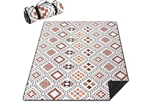 Cuslnox Picnic Blankets Waterproof Foldable Extra Large,80"x 60" Outdoor Beach Blanket Waterproof Sandproof,3-Layer Lightweight Handy Mat Tote Picnic Camping Rugs for Outside Your Rv(Boho Checkered)