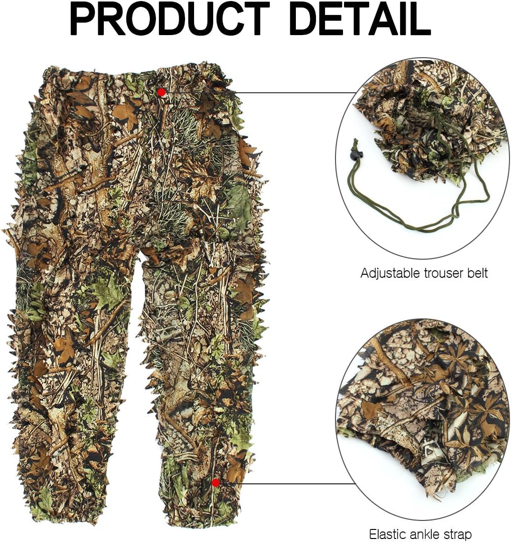 OUTERDO Camo Suits Ghillie Suits 3D Leaves Woodland Camouflage Clothing Army Sniper Military Clothes and Pants for Jungle Hunting, Shooting, Airsoft, Wildlife Photography, Halloween : Sports & Outdoors
