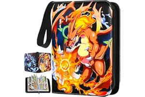 MXJIAELE Card Binder for Pokemon Cards Holder 4-Pocket, Trading Binders for Card Games Collection Case Book Fits 400 Cards With 50 Removable Sleeves Display Storage Carrying Case