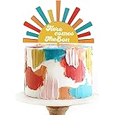 Here Comes the Son Baby Shower Decorations Sunshine Wood Cake Topper Sun Boho Theme Cake Decoration Photo Booth Props Sun Party Supplies (Son-Wood)
