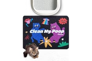 Lukamoo® Cute Cat Litter Mat (24’’X16’’), for Kitty Litter & Cat Litter Box, Cat Accessories for Indoor Cats, Independent Artist Designed [Neon Neko Series] (Disco)