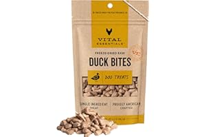 Vital Essentials Duck Bites Dog Treats, 2 oz | Freeze-Dried Raw | Single Protein | Premium Quality High Protein Training Treats | Grain Free, Gluten Free, Filler Free