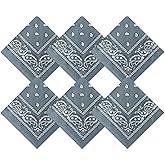 Blulu 6 Pcs Neon Color Cowboy Bandanas for Men Women Assorted Paisley Pattern Handkerchiefs 22 x 22 Inch Kids Headwrap Scarfs