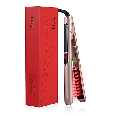HTG Professional Hair Straightener 1 inch Flat Iron Ceramic Tourmaline Plates MCH Heating Tech with Infrared &amp; Ionic Dual Voltage