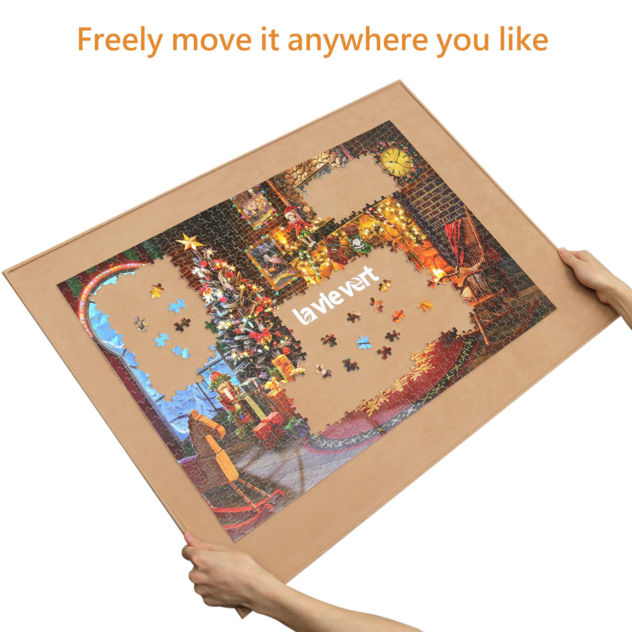 Lavievert Wooden Jigsaw Puzzle Board, Lightweight & Portable Puzzle Plateau Storage Saver with Non-Slip Surface for Games Up to 1500 Pieces - Khaki