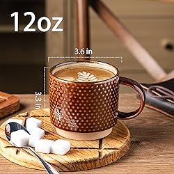 GBHOME 12 OZ Stackable Coffee Mugs, Ceramic Coffee