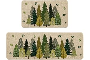 Artoid Mode Trees Leaves Summer Kitchen Mats Set of 2, Seasonal Sweet Home Decor Low-Profile Kitchen Rugs for Floor - 17x29 a