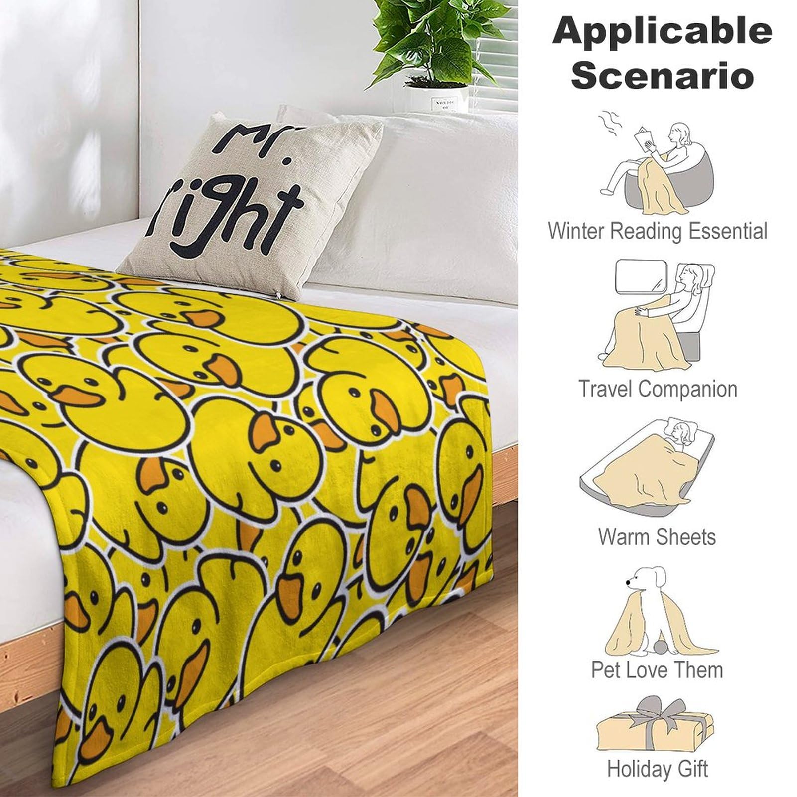 Cute Rubber Ducky Sofa Throw Blanket Flannel Super