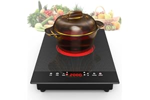 VBGK Electric Cooktop,110V Electric Stove Top,Single Burner Electric Cooktop LED Touch Control,9 Power Levels, Kids Lock &Timer,Overheat Protection,2000W Portable Induction Cooktop