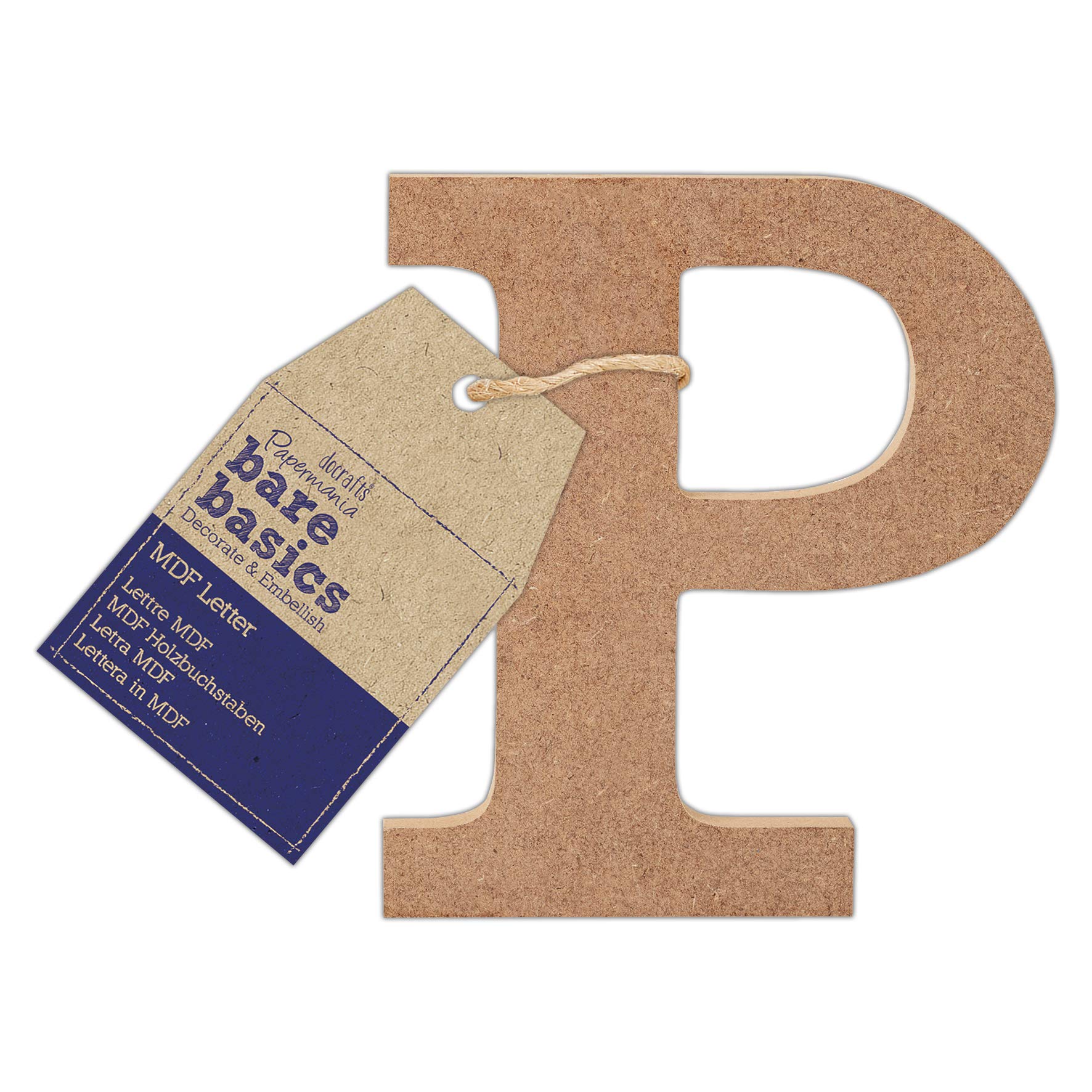 Papermania Bare Basics MDF Letter 1 Piece P, Art, Craft, Alphabet Sign, Name Plaque, Make Them Personalised, Decorate with Paint, Glitter, Stencil, Vinyl, Small Plaque for Home Decor