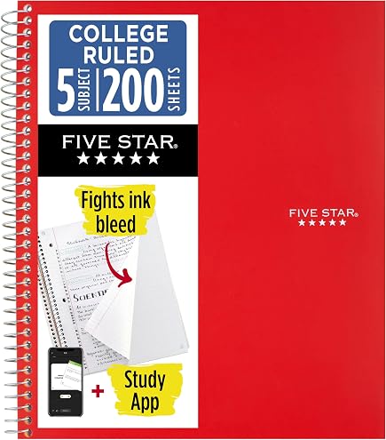 Amazon.com : Top Flight Standards 5-Subject Wirebound Notebook