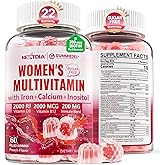 Methylated Multivitamin for Women Gummies, Calcium, D3, Methylfolate &amp; B12 | Daily Vitamin A C E, K2, B Complex, Biotin, Zinc, Iron, Inositol -Energy, Immune, Bone, Skin, Hair - Sugar Free, Vegan -60Cts