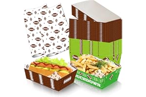 WorldBazaar Football Food Trays Football Party Supplies 60 Pcs Paper Snack Serving Trays Disposable Party Decorations Sports Party Favors