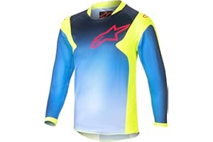Alpinestars 3730124-525-XS: Kids Racer - Graphic 1 Jersey Ylw Fluo/Blue/Nt Navy Yxs
