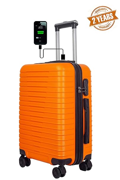3G Atlantis Smart Series ABS 4 Wheel Hard Sided Orange 20 Inch Cabin Unisex Trolley Travel Bag