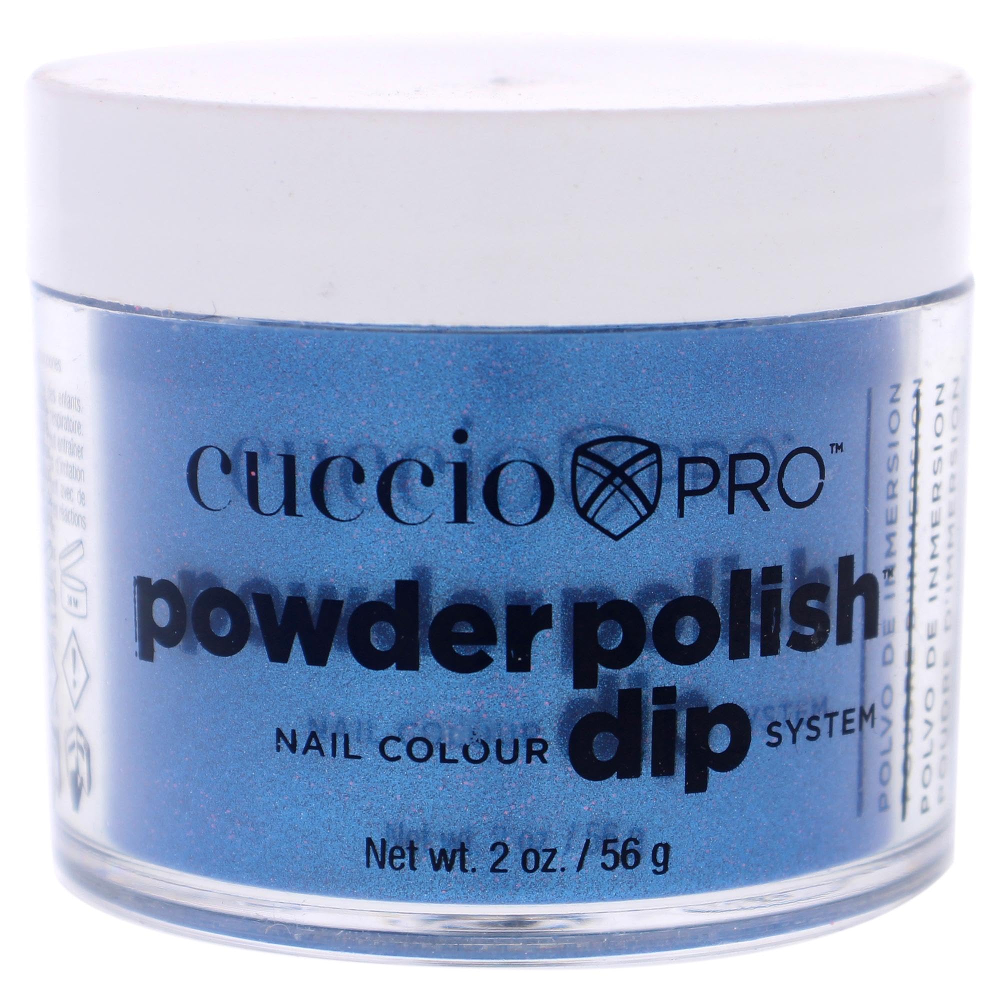 Cuccio Powder Polish Dip 56 g, Blue with Pink Glitter