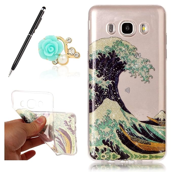 Uposao Bling Soft Silikon TPU Hülle für Samsung Galaxy J5 (2016) Handyhülle Schutzhülle Etui Schale Schutz Backcover mit Crys