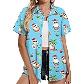 Hawaiian Shirts for Women Tropical Shirt Summer Beach Button Down Short Sleeve Blouses Floral Top Aloha Luau Outfits 2025