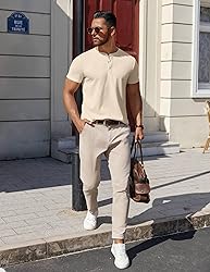 COOFANDY Tshirts Shirts for Men Cotton Henley Tee