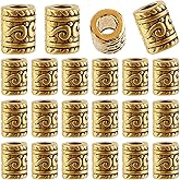 SOFPLATE 1 Box 100Pcs Hollow Tube Beads Gold Column Spacer Bead Bulk Tibetan Antique Golden Alloy Metal Curved Large Hole Bracelet Loose Beads for Jewelry Making Necklace Bracelet Charms DIY Crafts