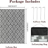 Homcomodar 180x270cm Outdoor Rug Grey UV Waterproof Patio Garden Mat view 2