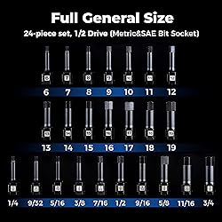toolant 1/2" drive impact hex bit socket set
