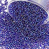 Gacuyi 5100 Pcs Size 8/0 Glass Seed Beads, 3 mm Sapphire Small Mini Spacer Loose Pony Beads for Jewelry Making and DIY Crafts