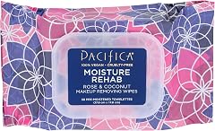 Pacifica Beauty, Moisture Rehab Makeup Removing Wipes, Daily Cleansing, Rose, Coconut Water, Calendula, Aloe, Clean Skin Care