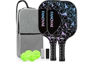 Fanovae Pickleball Paddles, USAPA Approved Carbon Fiber/Fiberglass Surface Pickleball Set of 2/1 with Bag/Cover, Pickle Ball Paddle Set ​for Men Women