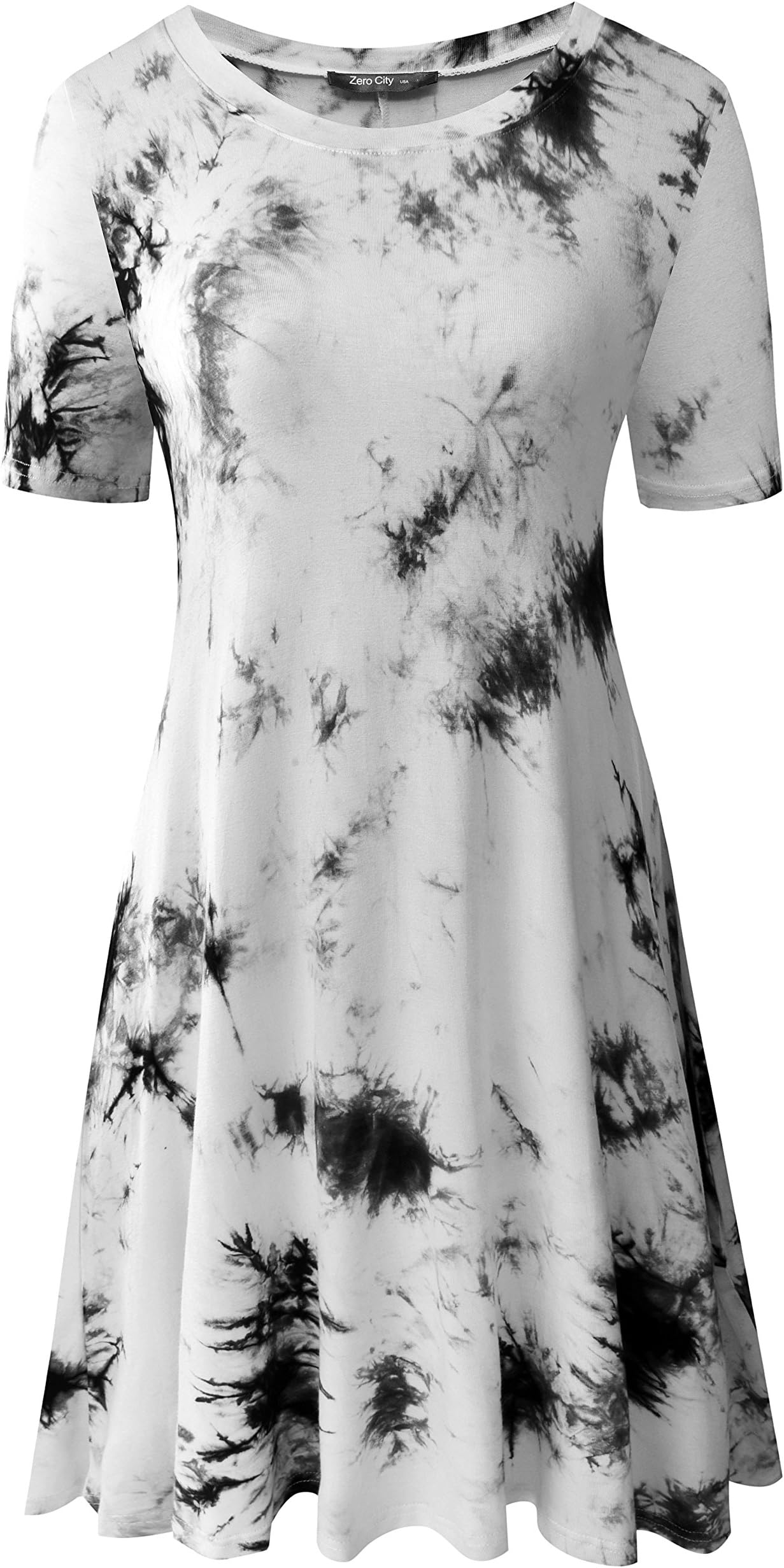 Zero City Women's Casual Tie Dye Swing Tunic T-Shirt Dresses