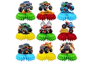BQK 9 Pcs Monster Truck Centerpieces Monster Truck Birthday Decorations Monster Truck Table Decorations Monster Truck Party Supplies