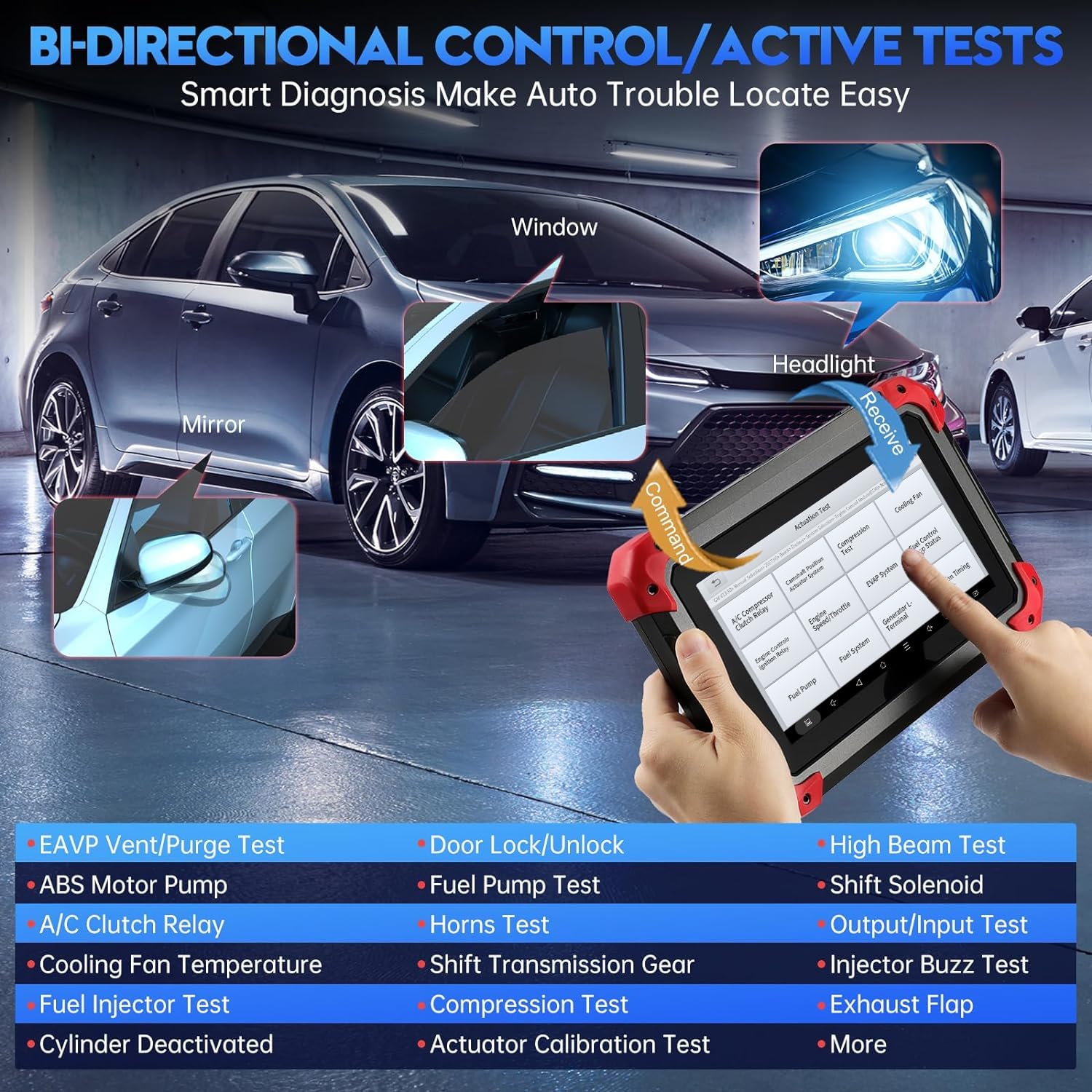 XTOOL D7 OBD2 Scanner Diagnostic Tool with 3-Year Updates, 2024 Newest, Bi-Directional Scan Tool with ECU Coding, 36+ Services, Key Programming, Crankshaft Relearn, Full Systems Scanner for Car