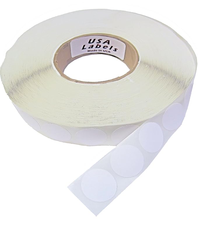 1" Wafer Tab Seals Roll of 5, 000 (White (Perforated