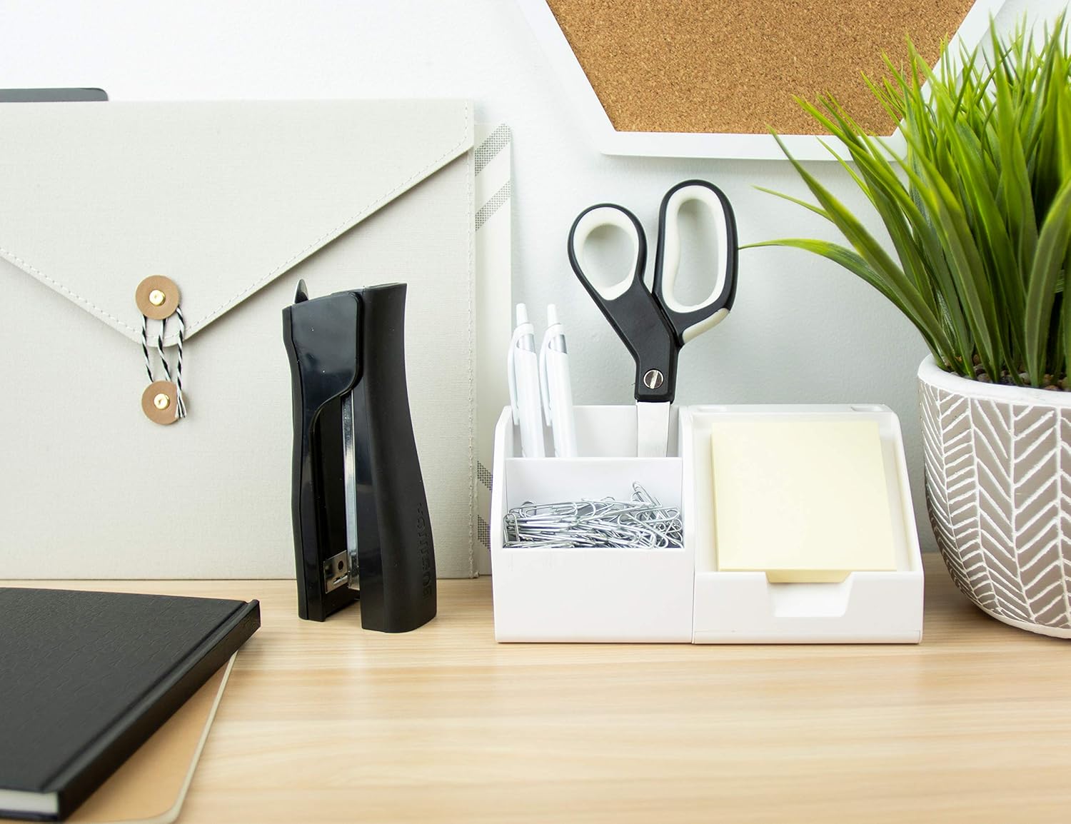 Bostitch Dynamo Stand-Up Stapler with Integrated Staple Remover and Staple Storage (B696-BLK) : Desk Staplers : Office Products