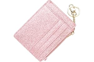 woogwin Slim RFID Credit Card Holder for Women Mini Front Pocket Wallet Purse With Keychain