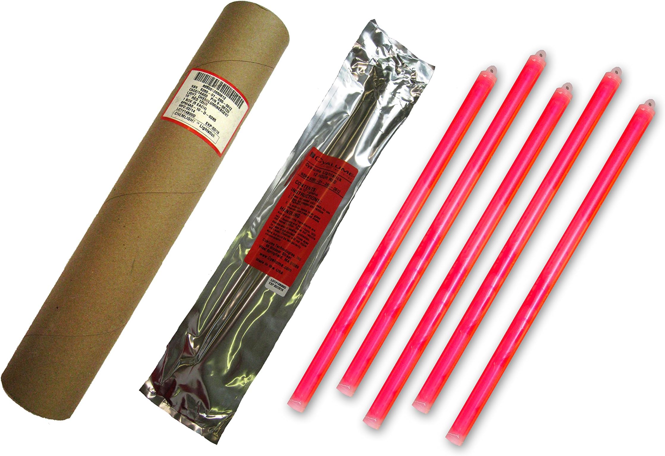 Cyalume Technologies SA9-406120AM Snaplight Light Sticks, Non-Impact 1 End Ring, 15" Long, 12 Hour Duration, Individually Wrapped in Foil Packaging, Red (Pack of 20)