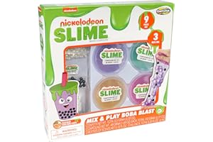 CREATIVE KIDS Nickelodeon Slime Mix N Play Boba Blasts Slime Kit - Complete with 4 Containers of Slime & Add-Ins.