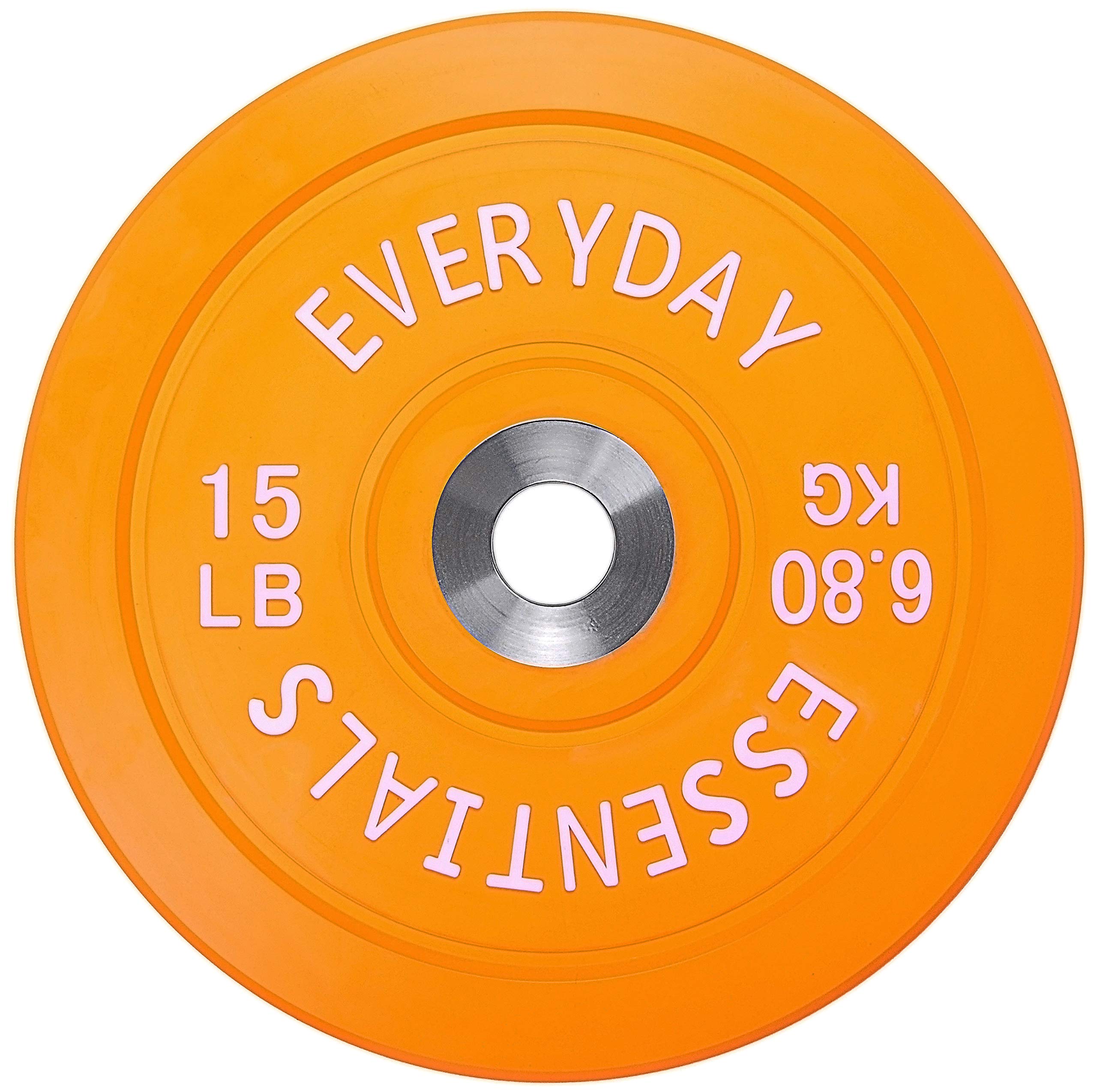 BalanceFrom Everyday Essentials Color Coded Olympic Bumper Plate Weight Plate W Steel Hub, Orange