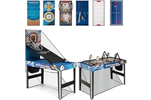 Goplus 10-in-1 Multi Game Table, 48" Combo Game Table with Billiard, Table Tennis, Hockey, Basketball, Football, Field Hockey