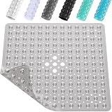 XIYUNTE Shower Mat Non Slip Anti Mould 53x53cm Grey with Drain Holes & Suction