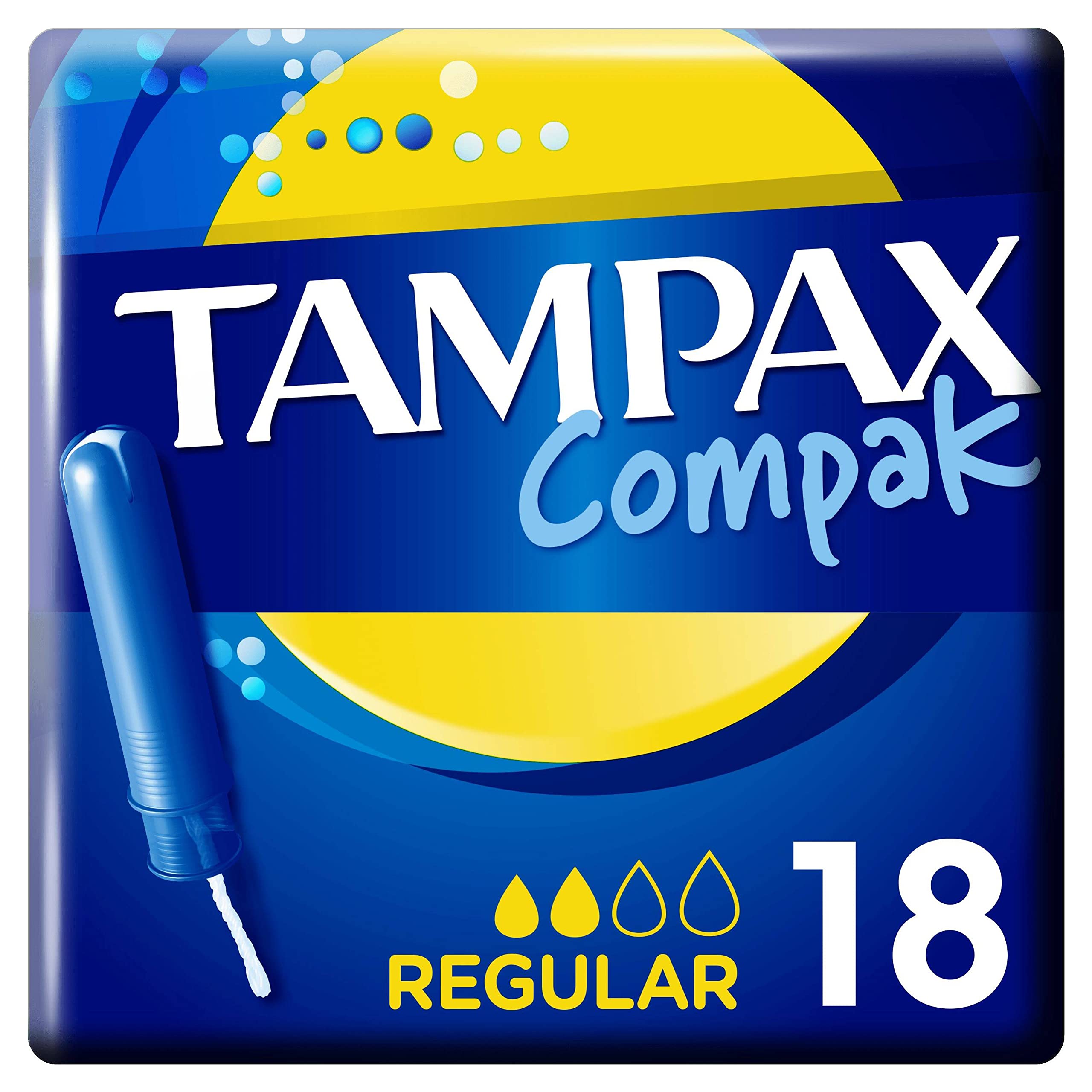 Tampax Compak Tampons, Super Plus With Applicator, 18 Tampons, Leak Protection And Discretion, Absorption Channels
