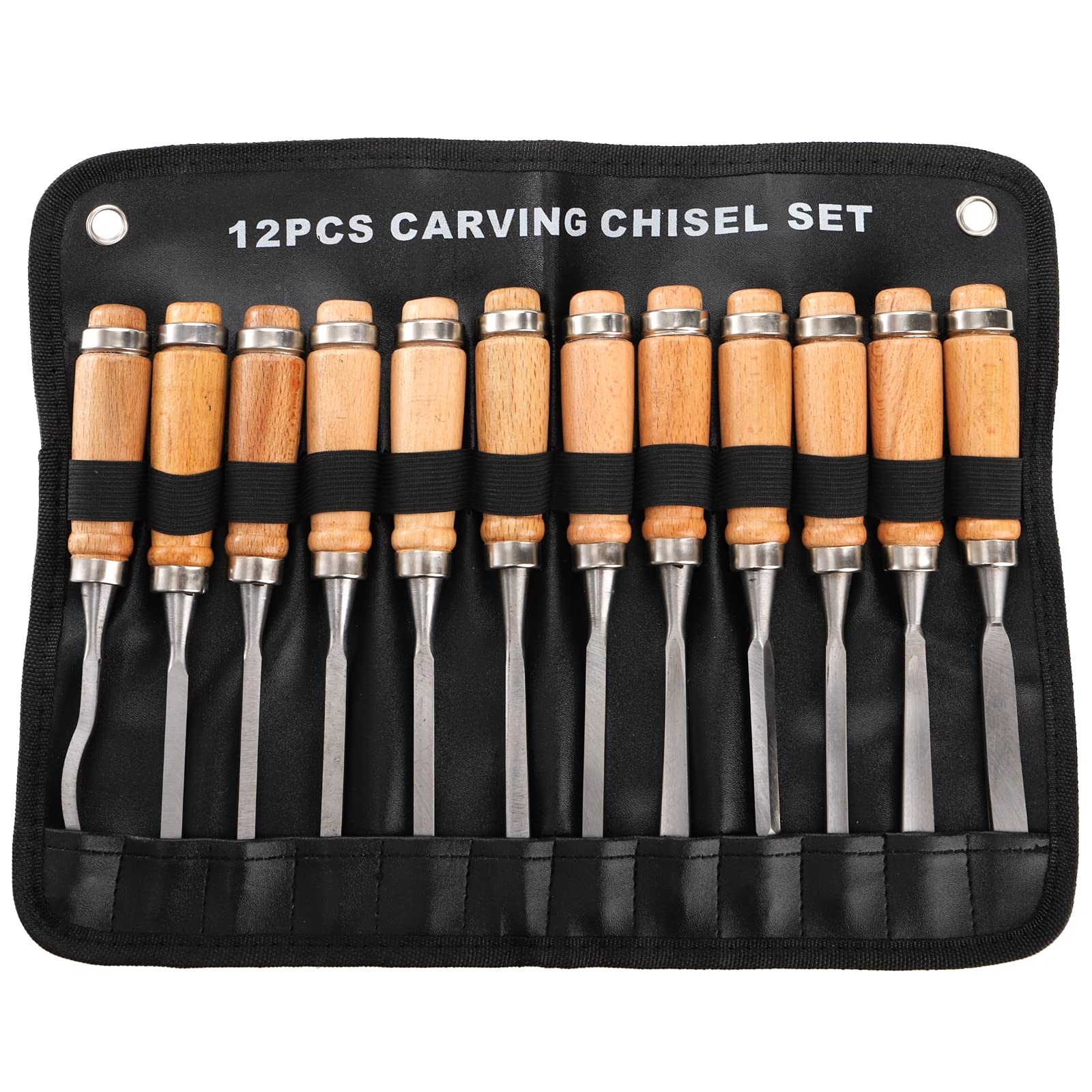 Dicunoy 12 PCS Wood Carving Tools, Gouges Woodworking Chisels, Full Size Wood Carving Knifes for Beginner, Hobbyists, Professionals, Artistic, Gifts for Him, Father's Day