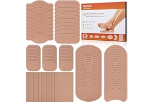 Jupwalz 112 Sheets Moleskin for Blister, 6 Shapes Mole Skin Patch Blister Prevention Tape Moleskin Adhesive Padding Stickers for Feet & Shoes Heels, Efficiently Reduce Friction for Your Skin