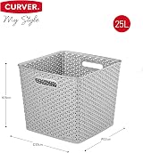 Curver My Style Rattan Effect 3x 25L Storage Baskets Light Grey view 4