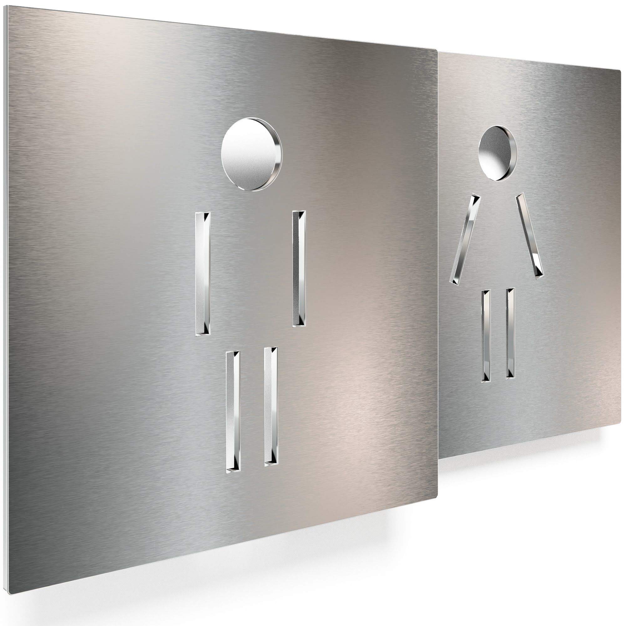 INOXSIGN Design Line 05 Toilet Signs Self-Adhesive Stainless Steel Toilet Signs Tool Installation Elegant and Elegant Made in Germany