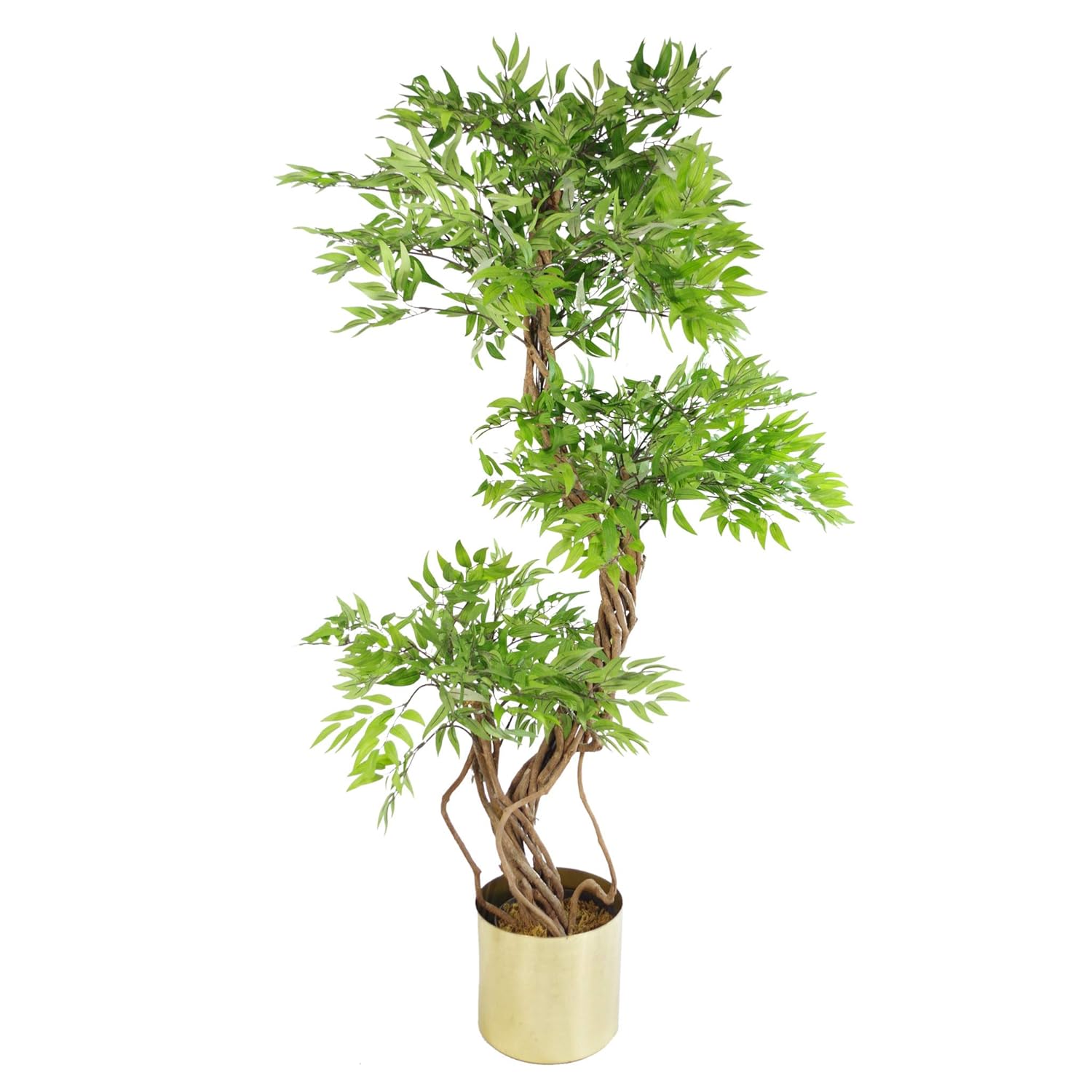 Leaf 140cm Realistic Artificial Japanese Fruticosa Ficus Tree Gold
