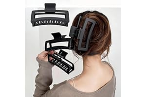 Extra Large Hair Claw Clips for Thick Hair, Black Matte Rectangle Jaw Clips, 5 Inch Jumbo Non-Slip Strong Hold, 4 Pack