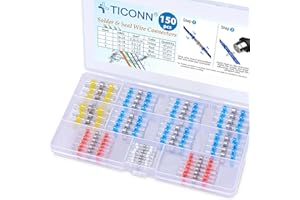 TICONN 150 PCS Solder Seal Wire Connectors, Heat Shrink Butt Connectors, Waterproof and Insulated Electrical Wire Terminals, Butt Splice (150PCS)