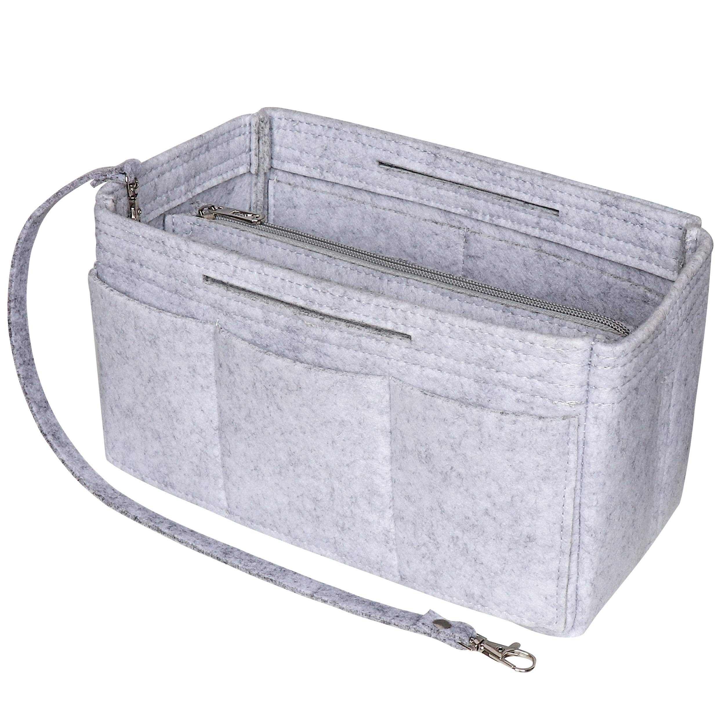 Soyizom Felt Tote Organiser 2in1 Bag Insert Handbag Liner in Bag Pouch (Light Grey, Medium)